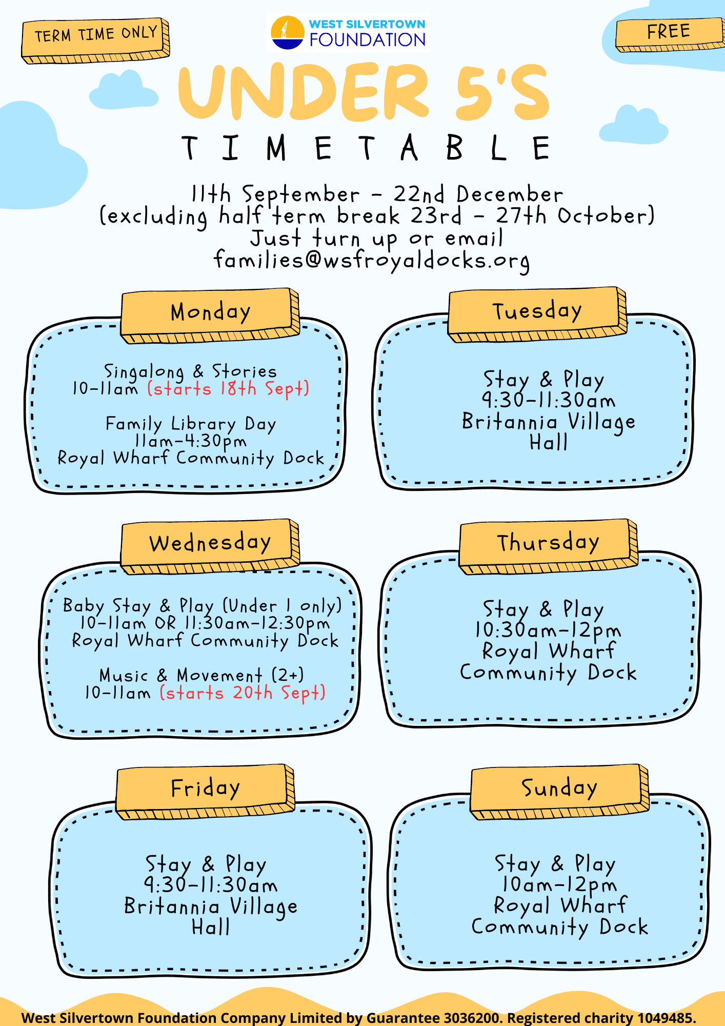 Under 5s timetable