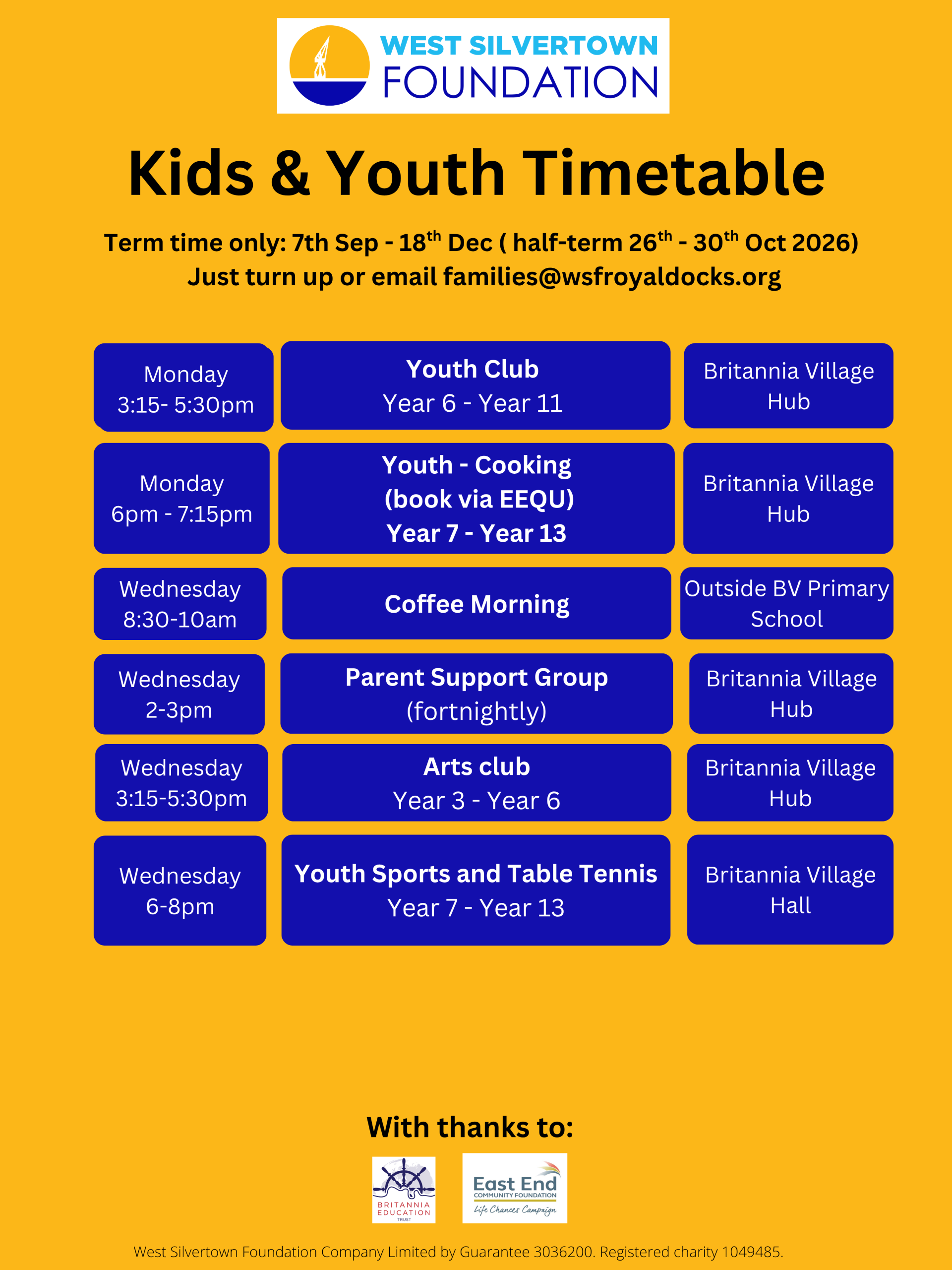 Youth and kids Sep - Dec 26